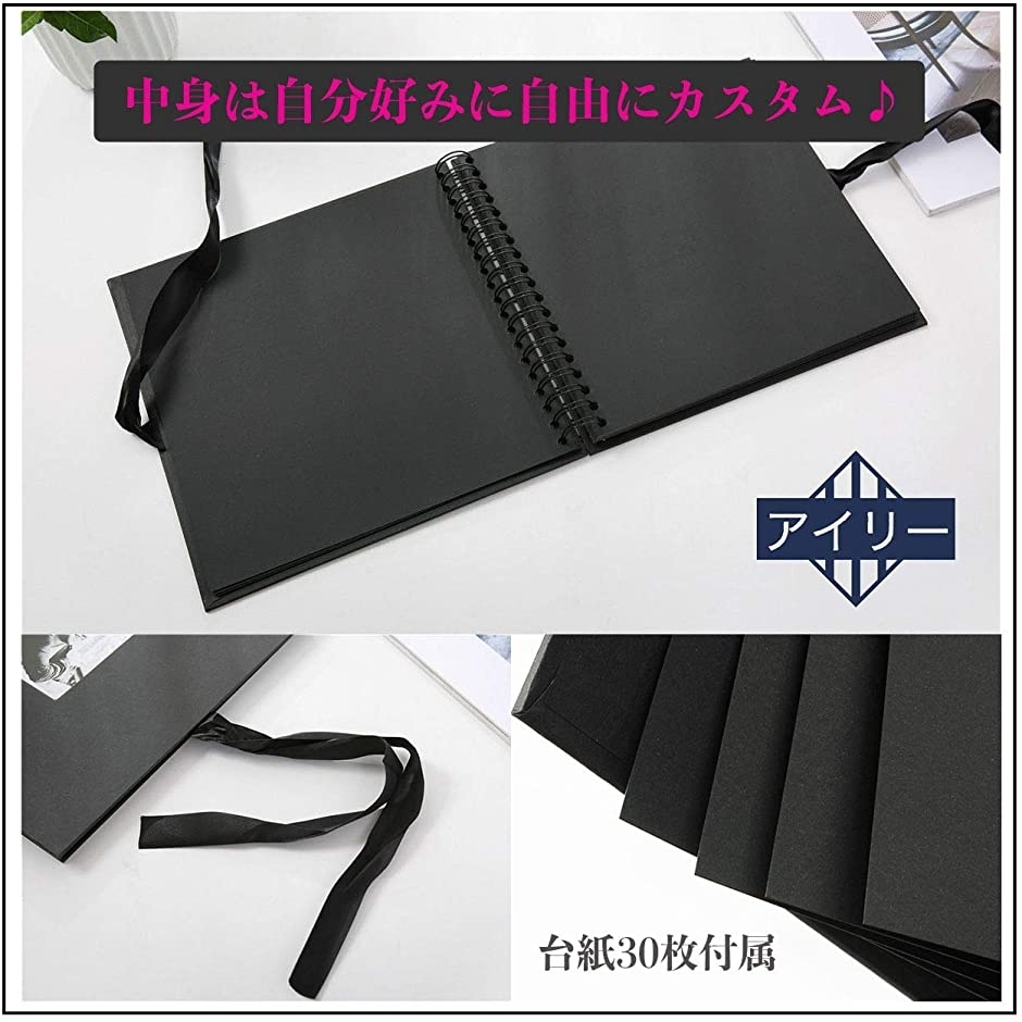 正規逆輸入品 手作りアルバム 台紙 黒 スクラップブック 正方形 フォトアルバム 黒台紙 リング ブラック 5cm X 5cm Sale開催中