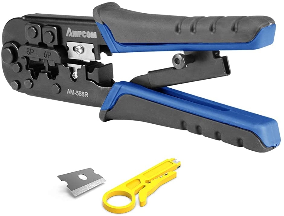 本店 Lanコネクタ圧着ペンチ ラチェットタイプかしめ工具 Rj11 Rj45 6p 8pに対応 カット ストリップ クリンプ多機能圧着工具 Mdm Transcendvietnam Com