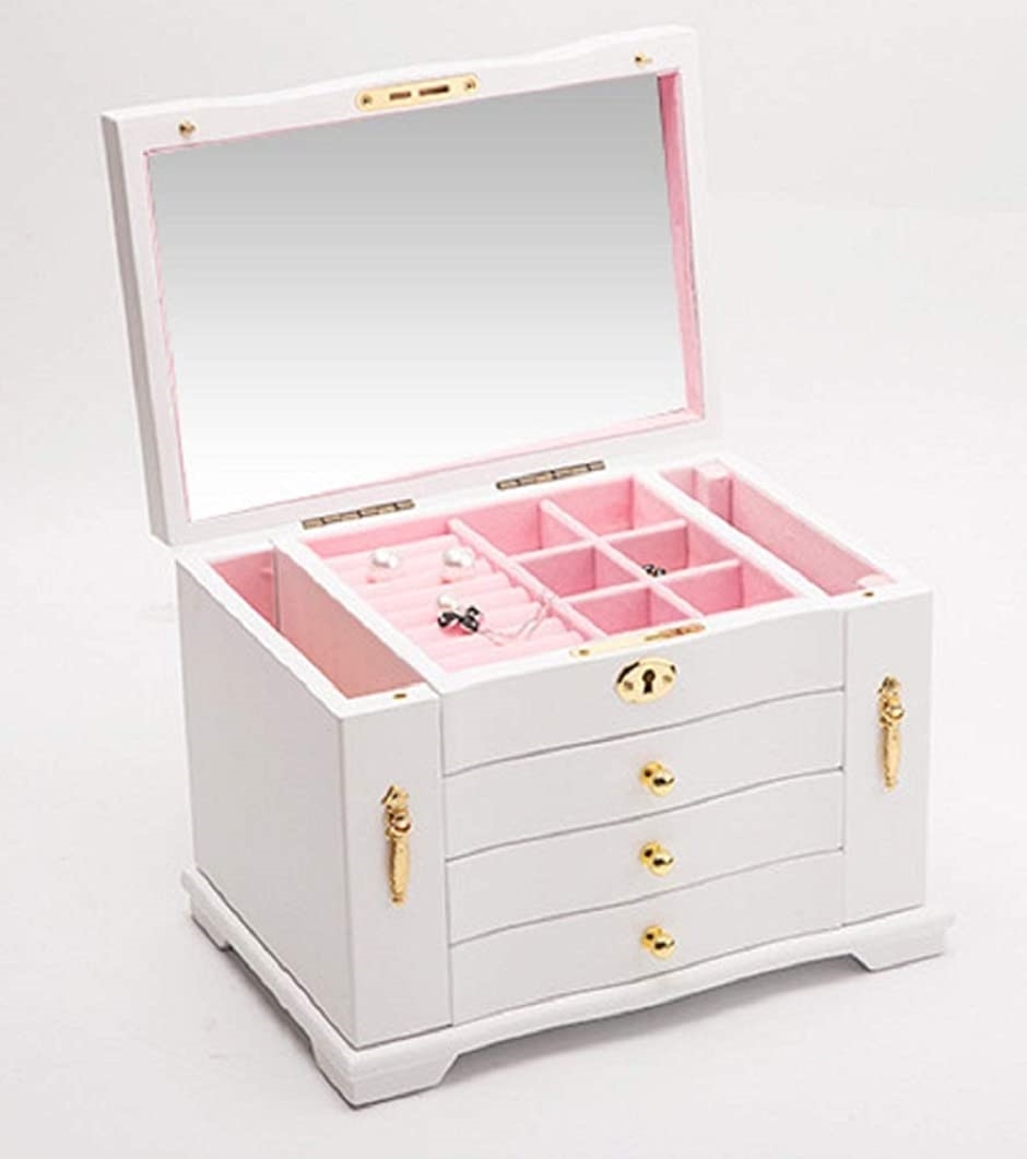 スです ジュエリーボックス 収納箱 ミラー 鏡付き 宝箱 ホワイト ホリック Paypayモール店 通販