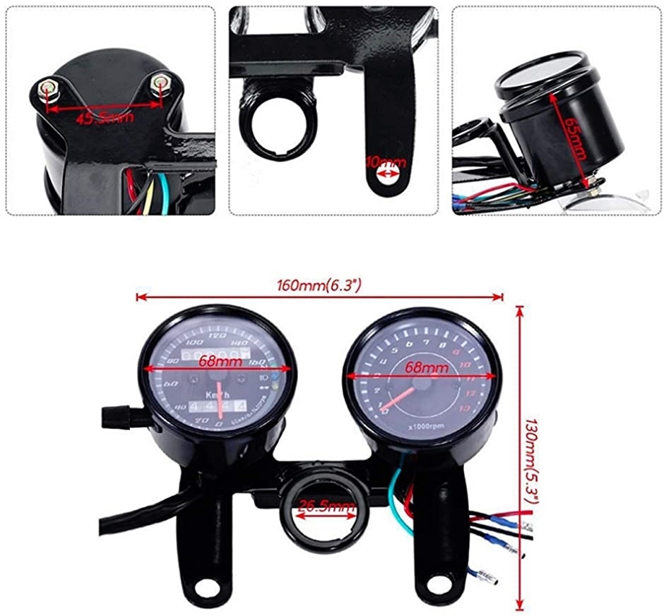 バイク モンキーゴリラ等 汎用 激安挑戦中 12v 電気式 タコメーター スピード メーターセット ステー付 機械式
