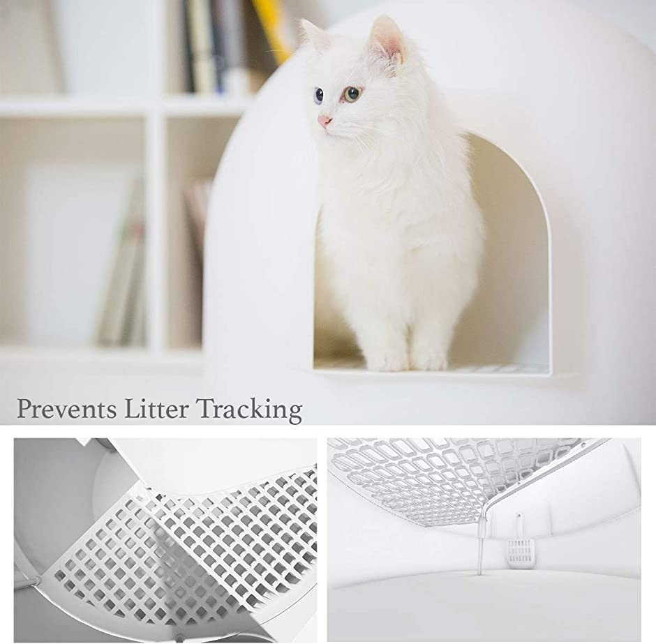 日本大特価 猫用トイレ 猫用キャットトイレ スノードーム型 専用スコップ付 ホワイト ホワイト 50x55x56cm 値下げ販売中 Ssl Daikyogo Or Jp