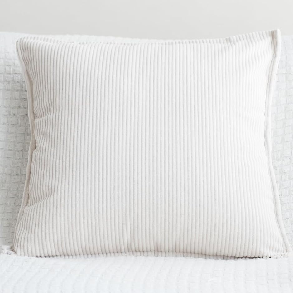 クッションカバー おしゃれ かわいい 北欧 シンプル 丸洗い 無地 柔らか 肌触り 春 (ホワイト 40cmx40cm (1 枚組))の商品画像