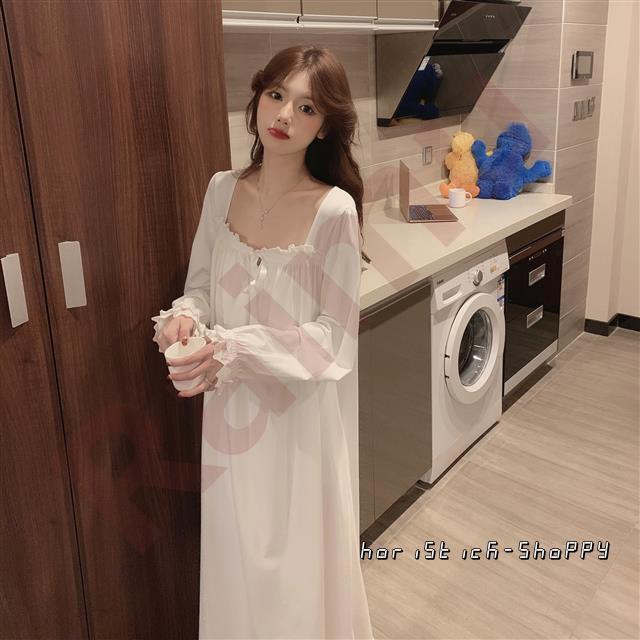  negligee spring summer autumn . negligee white One-piece race negligee long height long sleeve negligee pyjamas lady's adult pretty part shop put on dressing up new work 