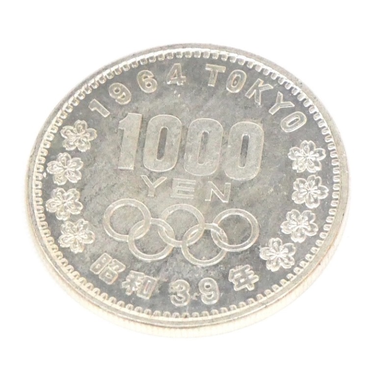  Showa era 39 year Tokyo Olympic 1000 jpy silver coin TOKYO staple product memory money 1964 year [ used ](65060)
