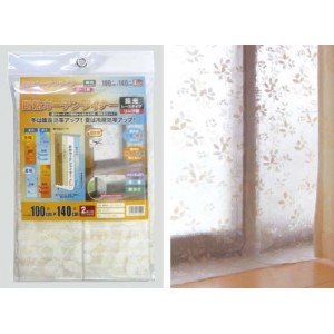 MEIWA insulation curtain liner (. light race leaf pattern ) 100cm×225cm 2 pieces set beige 