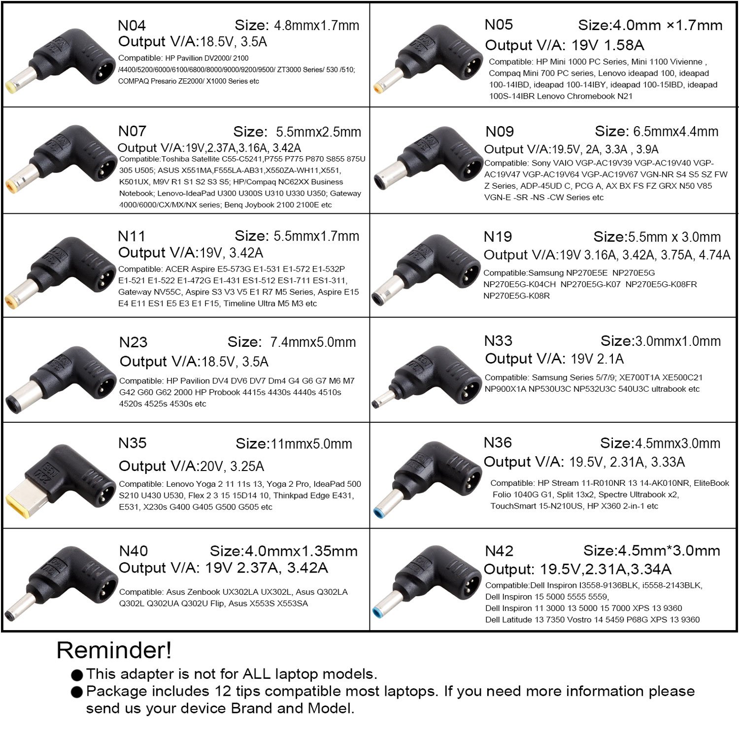  laptop net book DC power supply universal adapter connector Jack (12 kind exchange type connector )