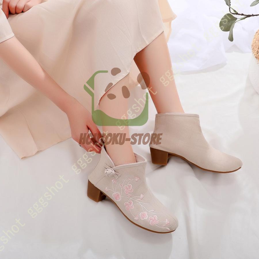  boots tea ina shoes lady's short boots easy casual Chinese manner boots ethnic . old shoes lady's spring autumn winter shoes cotton flax shoes flower decoration 