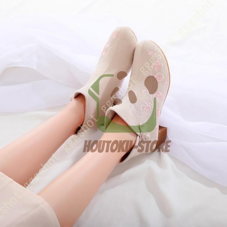  boots tea ina shoes lady's short boots easy casual Chinese manner boots ethnic . old shoes lady's spring autumn winter shoes cotton flax shoes flower decoration 
