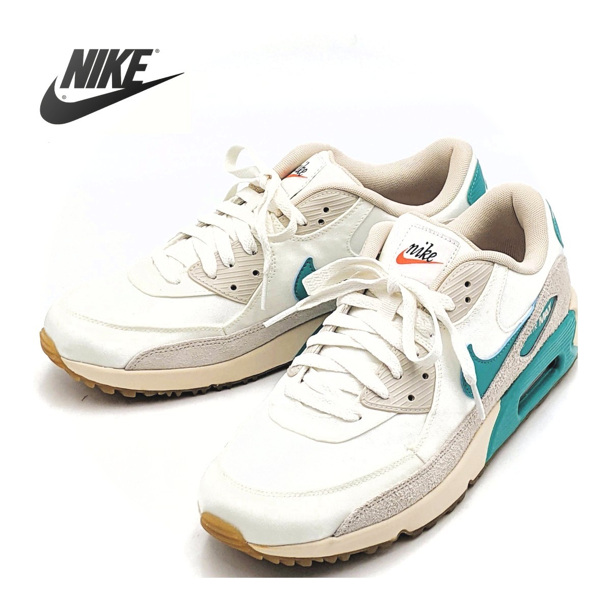 NIKE AIR MAX 90 GOLF "SAIL WASHED TEAL" DO6492-141 （セイル/パールホワイト/ライトオールウッドブラウン/ウォッシュドティール） エア マックス エア マックス 90 ゴルフシューズの商品画像