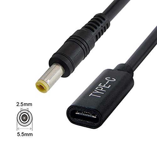 Cablecc type C USB-C female input,DC 5.5 * 2.5mm power supply PD charge cable, LAP top 18-20V agreement 