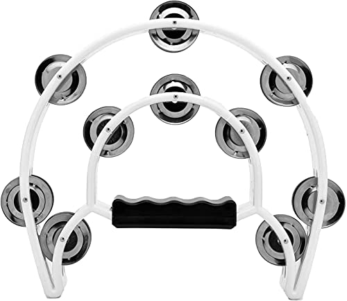 2 row tambourine, trout fa knee made of metal. bell in stock. percussion instruments handbell is, child . adult music beginner therefore. great musical instruments. present. ( white )