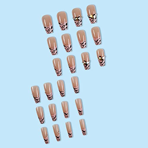 24 sheets. . horse pattern . crystal. French style. person shape long fake nails 