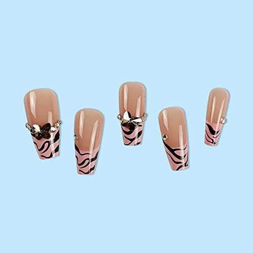 24 sheets. . horse pattern . crystal. French style. person shape long fake nails 