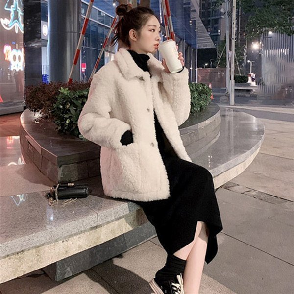  мутоновое пальто байкерская куртка женский внешний боа блузон модный защищающий от холода искусственный мех зима свободно теплый меховое пальто 