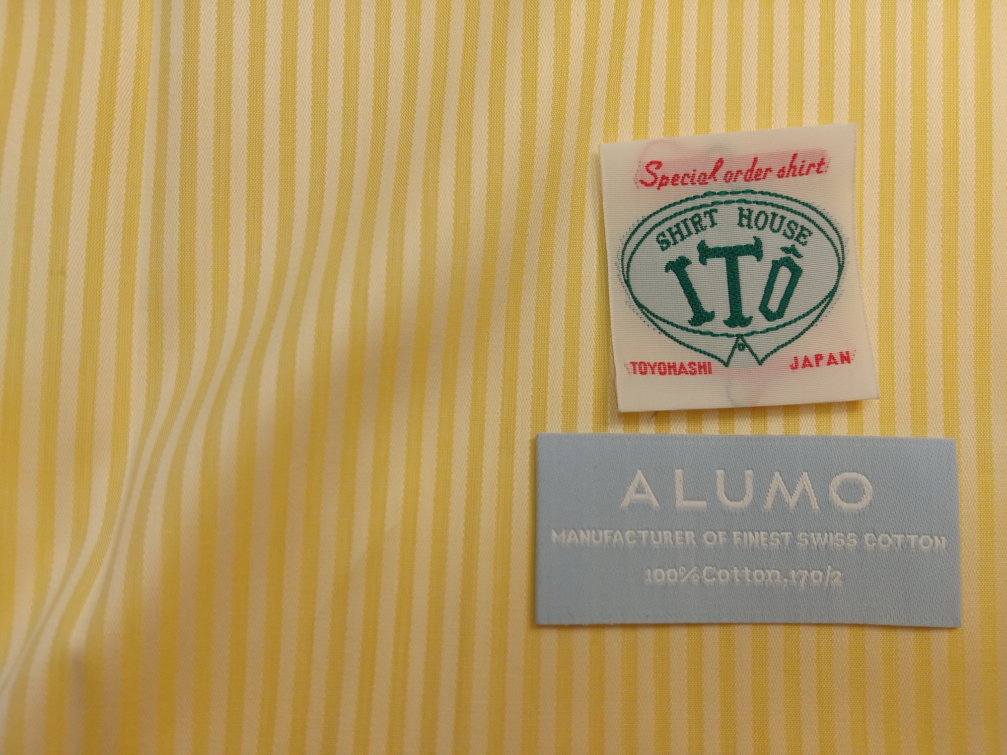  полный order shirt хлопок 100%170 подсчитывать . нить желтый серия полоса arumo Швейцария производства (i000206)
