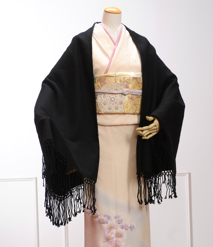  большой размер шаль в аренду чёрный 8BIK03 в аренду шаль кимоно шаль шаль в аренду японский костюм шаль большой размер половина иен шаль защищающий от холода меры ......