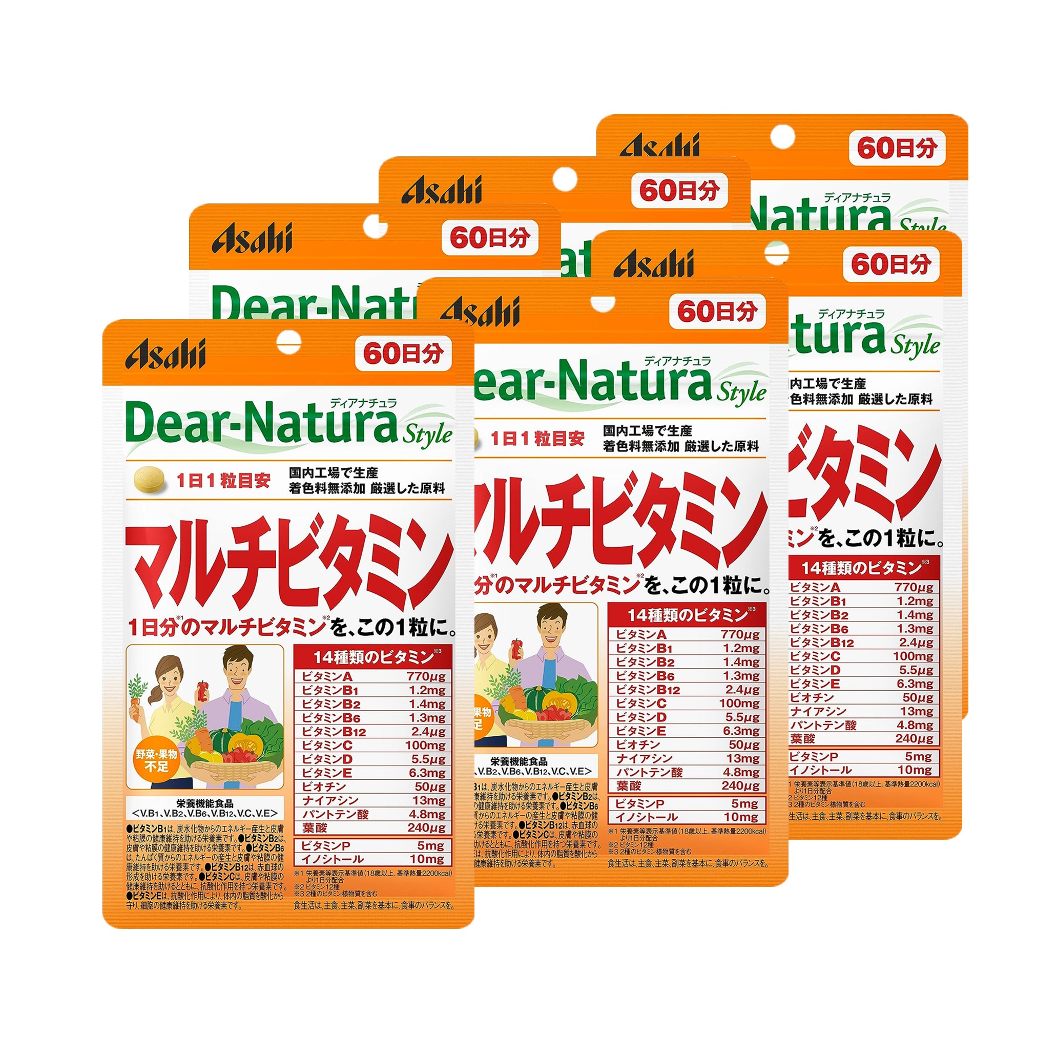 アサヒ アサヒ ディアナチュラスタイル マルチビタミン 60日分 60粒 × 6個 Dear-Natura マルチビタミンの商品画像