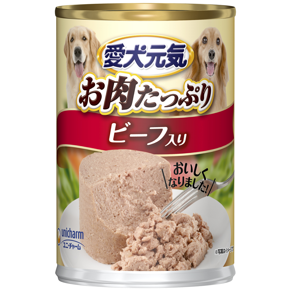 ユニ・チャーム 愛犬元気 缶 ビーフ入り 375g×24個 ドッグフード ウエットフードの商品画像