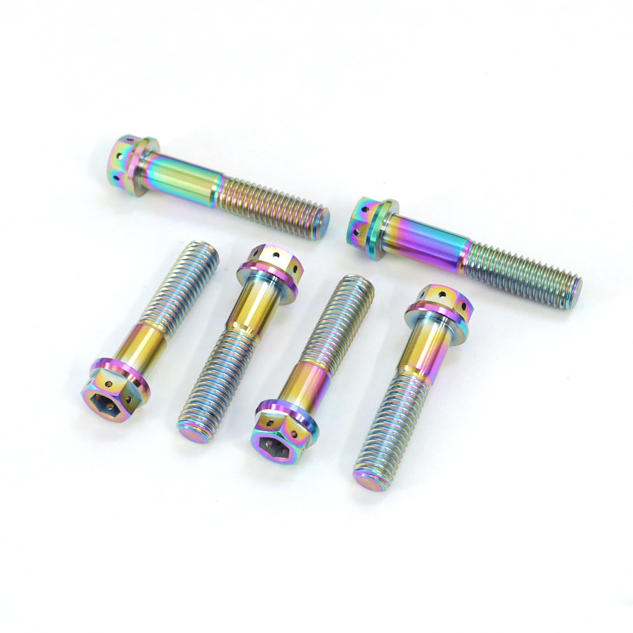 SR400 disk for 64 titanium made Fork clamp bolt 6 pcs set stem bolt top and bottom roasting color Rainbow 