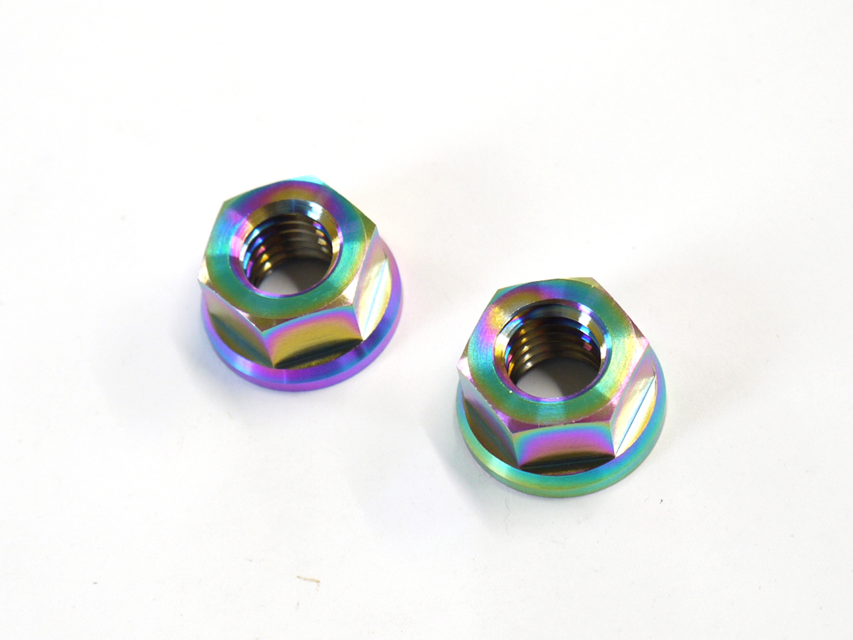 64 titanium сплав шестиугольник фланец гайка M10 P1.5 15mm гнездо 2 шт. комплект жарение цвет есть .. пачка соответствует Ti-6Al-4V