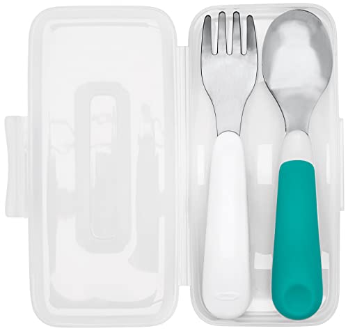 OXO Tot On The Go Fork And Spoon Set, Stainless Steel, TPR, Plas параллель импортные товары 