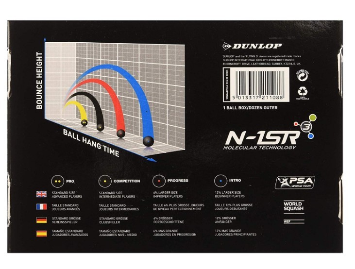DUNLOP Dunlop Squash мяч DUNLOP SQUASH BALLS коробка 12 штук входит DSQB чёрный импорт версия [ новый товар ]