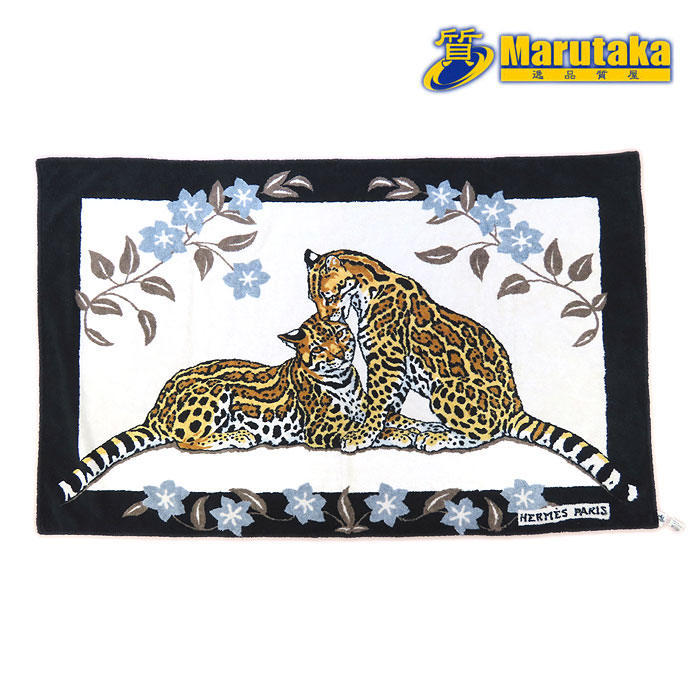  free shipping Hermes leopard print large size towel cotton 100% blanket beach towel leopard Leopard cotton unused boxed beautiful goods excellent article pawnshop circle height 