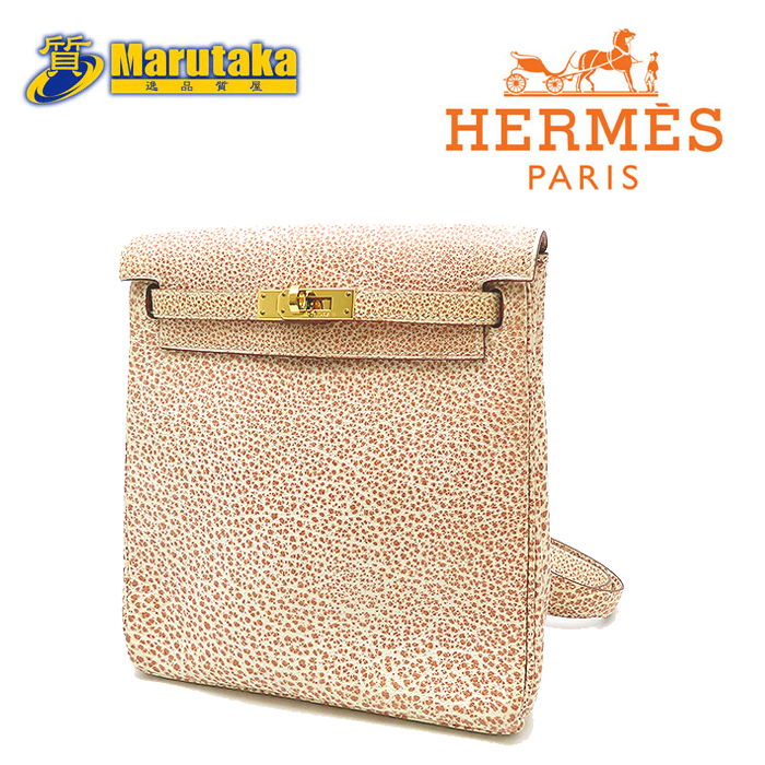  free shipping Hermes Kelly Ad PMb full Skipper pink Dalmatian backpack bag rucksack Buffalo super rare a23k421-1