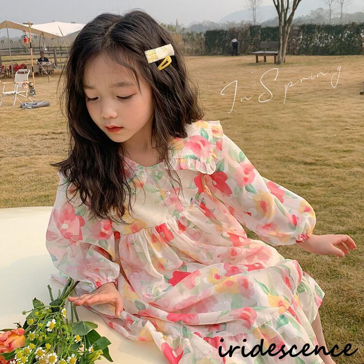  ребенок One-piece одиночный товар розовый ребенок одежда цветочный принт Kids девочка модный симпатичный женщина . длинный рукав платье студент повседневный одежда обычно надеты входить . тип церемония окончания посещение школы учебное заведение праздник casual повседневный 