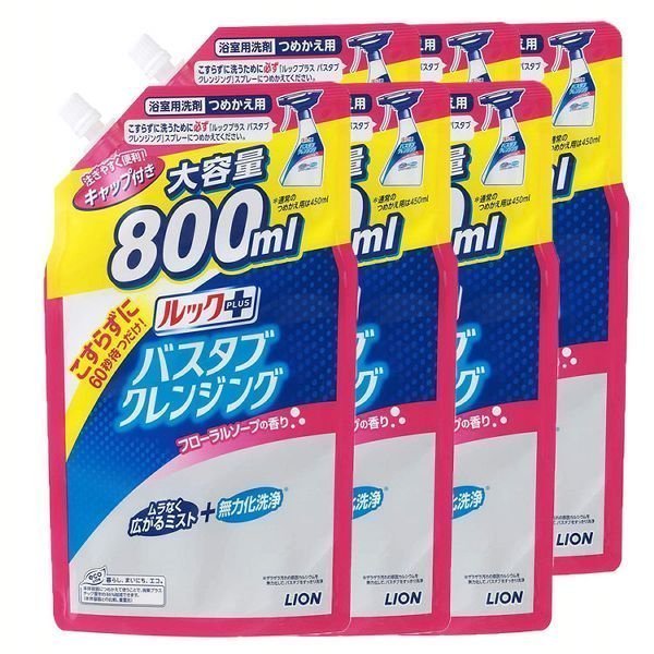 LION ルックプラス バスタブクレンジング フローラルソープの香り つめかえ用大サイズ 800mL×6個 浴室洗剤の商品画像