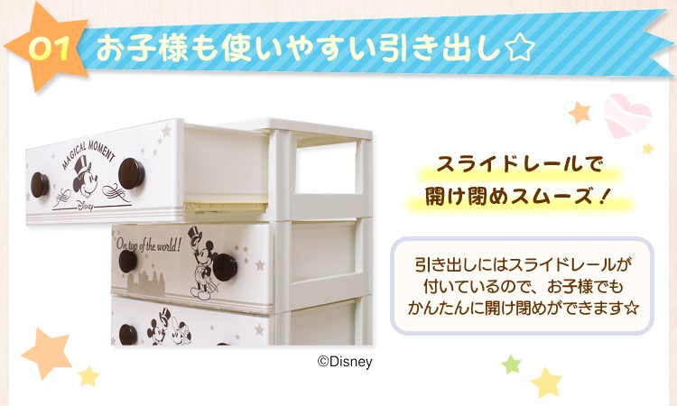  chest 4 step laundry chest character chest Mickey stylish chest chest of drawers child part shop storage CHG-T554 Iris o-yama