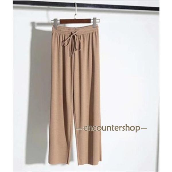  cold sensation pants wide pants lady's relax pants gaucho ko-te waist rubber easy contact cold sensation ....