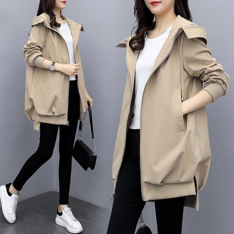 [ one part immediate payment ][2 point .10%OFF] long coat lady's jacket spring autumn long sleeve with a hood lining attaching military coat protection against cold mountain moz blouson free shipping 