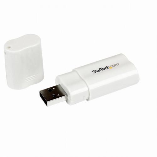 StarTech.com ICUSBAUDIO USB аудио изменение адаптер USB2.0 установленный снаружи звуковая карта 1xUSBA( мужской )-2x3.5mm Mini Jack ( женский ) белый 