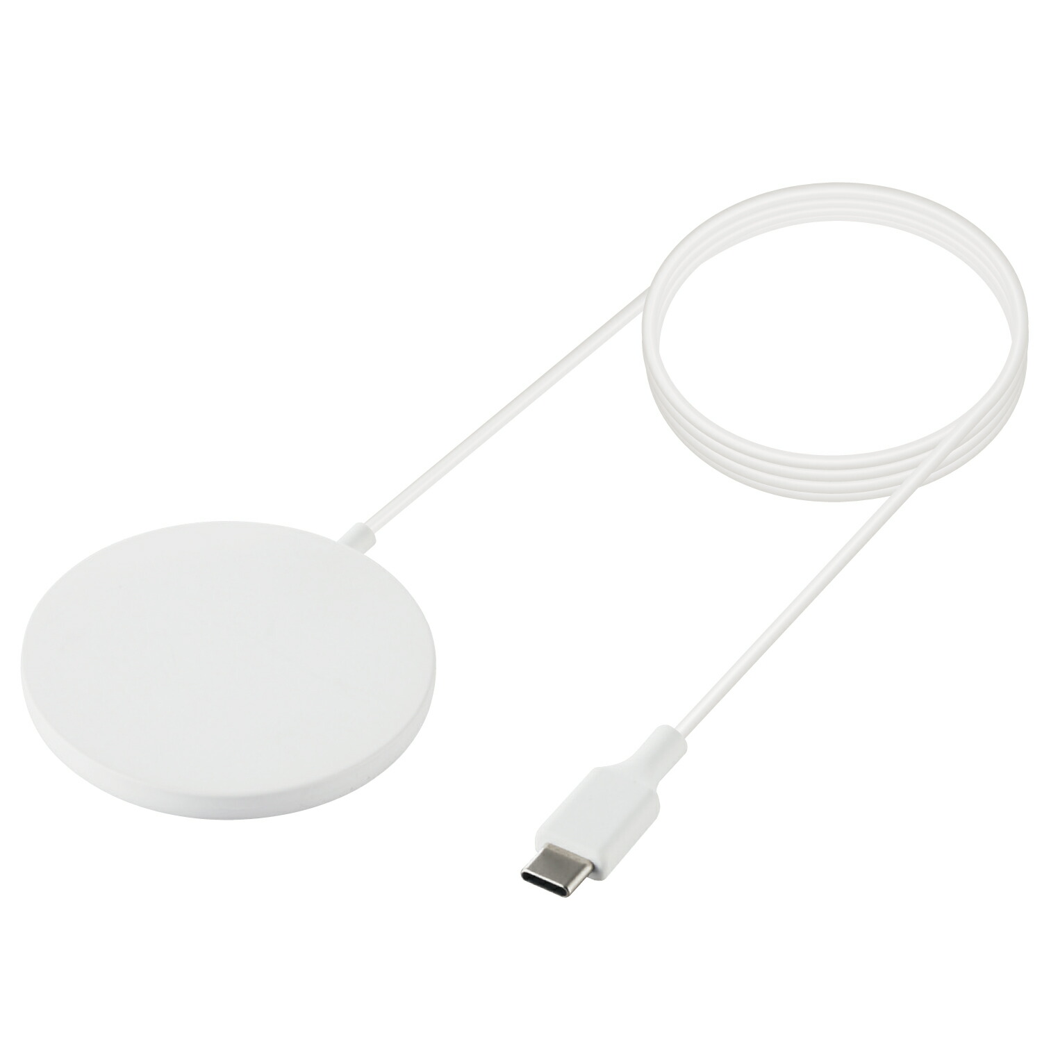 ELECOM マグネット内蔵ケーブル一体ワイヤレス充電器（7.5W・卓上・1m） W-MA02WH （ホワイト）の商品画像