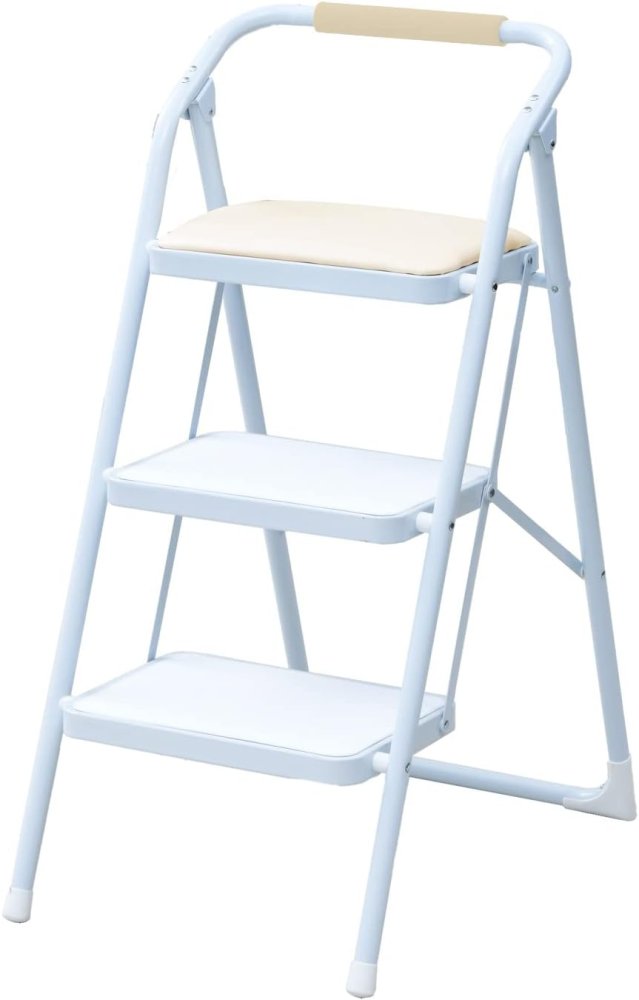 YAMAZEN 踏み台 折りたたみ 3段 クッション付き WCS-3R（WH）（ホワイト）の商品画像