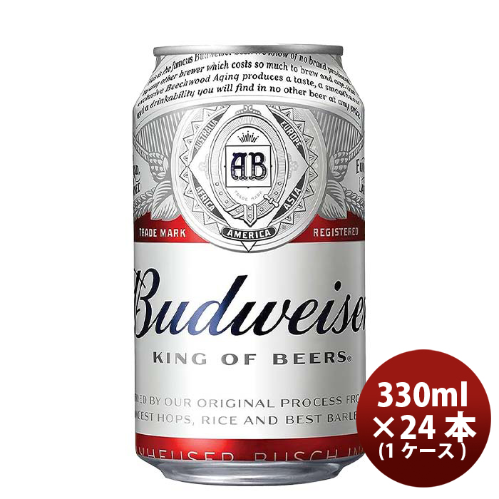 アンハイザー・ブッシュ・インベブ バドワイザー 330ml 缶 1ケース（24本） 輸入ビールの商品画像