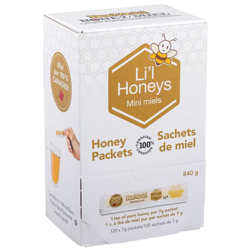 （BeeMaid はちみつ 120個） 個包装 LIL HONEYS ハニー 7g×120個 内容量840g 調味料 カナダ ビーメイド 45836の商品画像