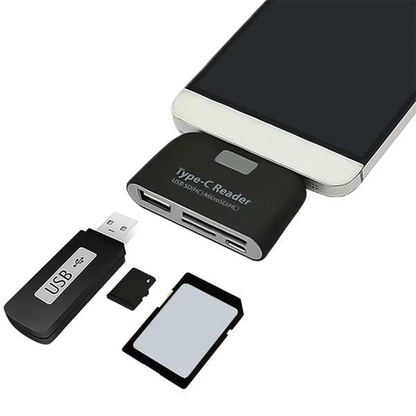 4-in-1 microSD Smart устройство для считывания карт USB Type-C зарядка порт планшет компьютер телефон оптовый коннектор 