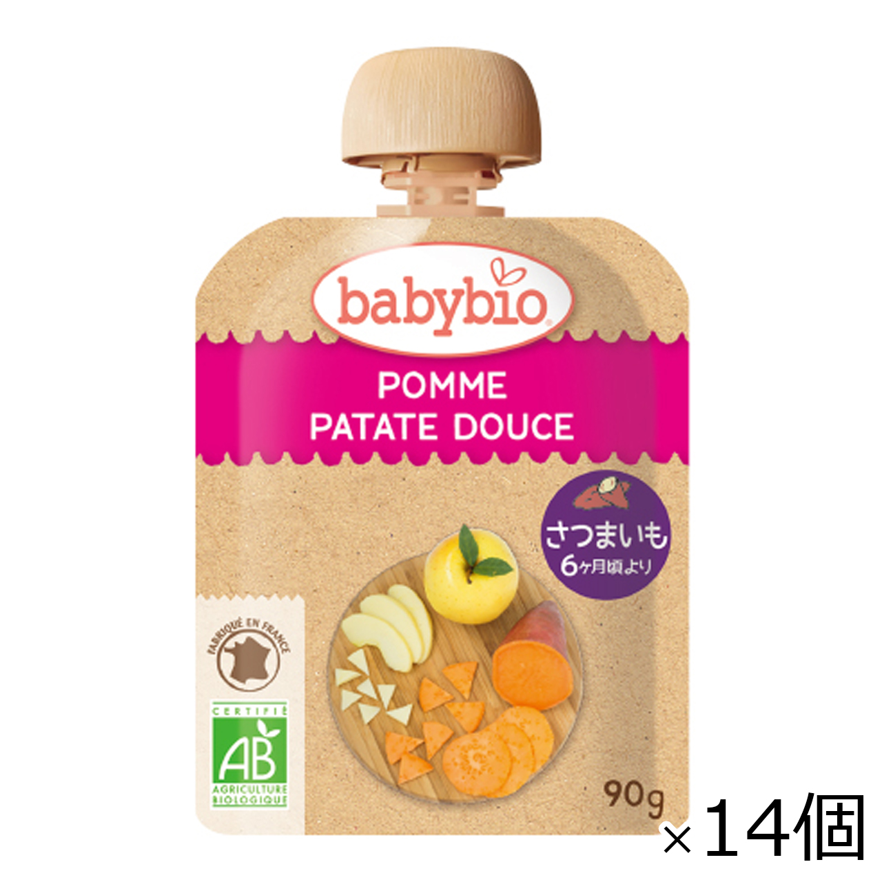  baby bio Apple * sweet potato 90g×14 piece babybio have machine fruit baby smoothie [ takkyubin (home delivery service) ]