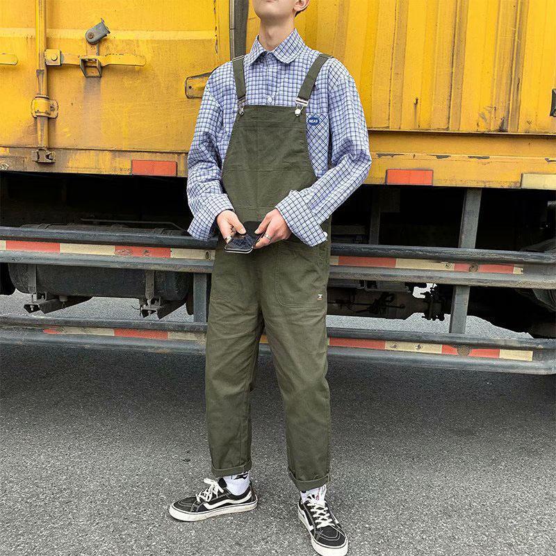  overall Denim men's overall pants jeans coveralls all-in-one pe Inter work pants work clothes American Casual cargo pants summer spring autumn autumn clothes 