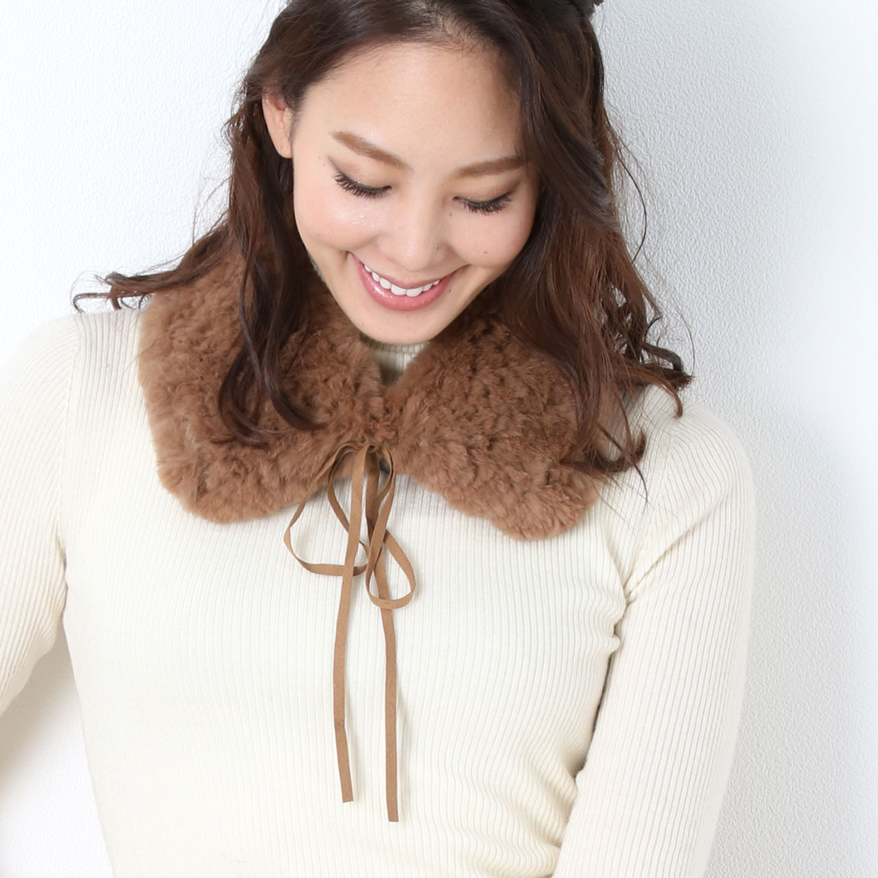 rabbit tippet color knitting long ribbon for women [ cat pohs free shipping ] (No.01000033r)