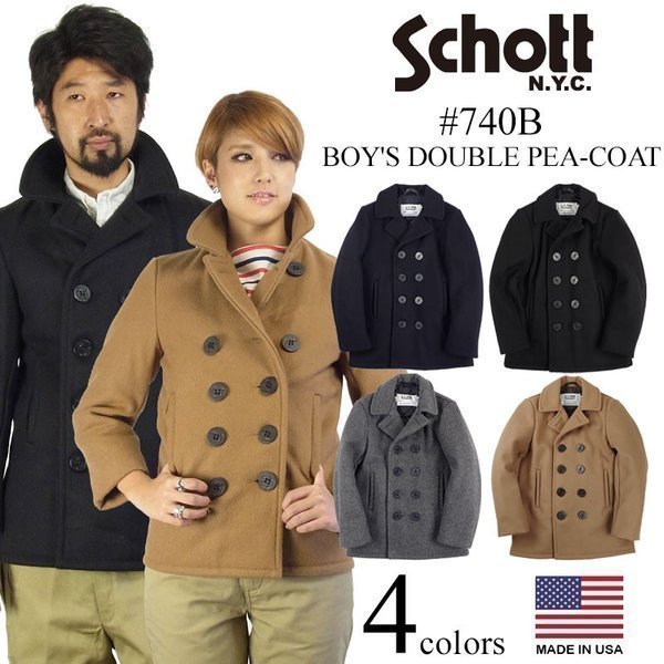  Schott SCHOTT 740B boys шерсть двойной бушлат l бушлат мужской женский унисекс America производства PEA-COAT MADE IN USA 32 унция melt nu