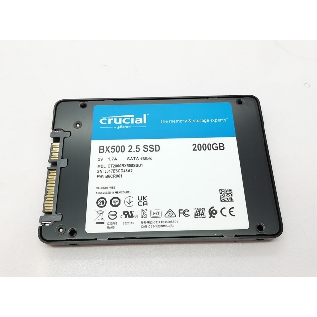Crucial 内蔵SSD、 BX500 2.5 SSD (2000GB) crucial CT2000BX500SSD1 ［Crucial BX500 2.5インチ 7mm SATA 2TB