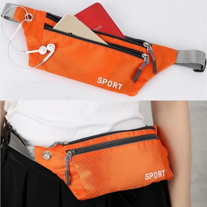  marathon pouch waist bag fluorescence color sport running jo silver g smartphone storage earphone hole attaching light weight hip body shoulder bag 