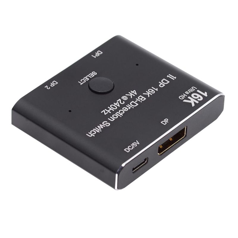 Cablecc 2 mode interactive 2x1 switch splitter selector hub DP DisplayPort 2.0 support HDCP