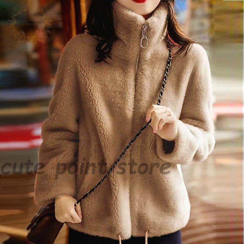  пальто женский меховое пальто жакет боа пальто большой размер короткий теплый внешний ходить на работу .... защищающий от холода симпатичный простой 