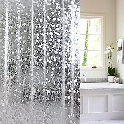  shower curtain waterproof mold proofing bus curtain bath curtain divider stylish half transparent small stone sphere stone bath curtain installation easy curtain ring attaching 180*180CM