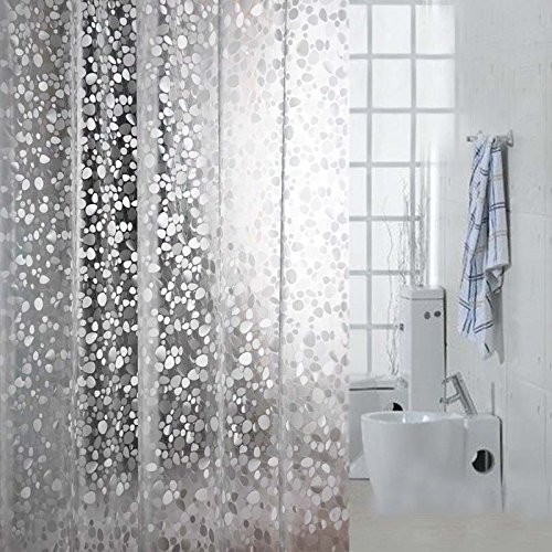 shower curtain waterproof mold proofing bus curtain bath curtain divider stylish half transparent small stone sphere stone bath curtain installation easy curtain ring attaching 180*180CM