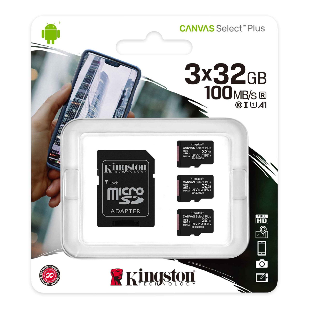 キングストン Canvas Select Plus SDCS2/32GB-3P1A （32GB） ［3枚組］ MicroSDメモリーカードの商品画像